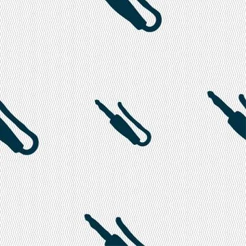 Plug, mini jack icon sign. Seamless pattern with geometric texture. Stock Illustration