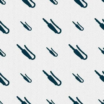 Plug, mini jack icon sign. Seamless pattern with geometric texture. Stock Illustration