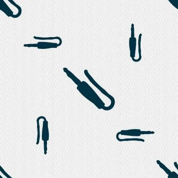 Plug, mini jack icon sign. Seamless pattern with geometric texture. 스톡 일러스트