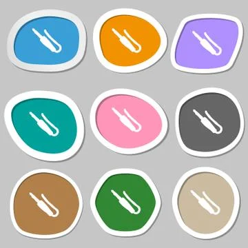 Plug, mini jack icon symbols. Multicolored paper stickers. Vector Stockillustratie