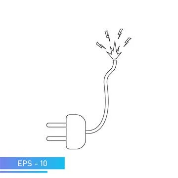 A plug for an outlet with a damaged sparking wire. Caution high voltage Stock Illustration