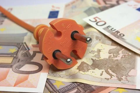 Plug over euro notes Stock Photos