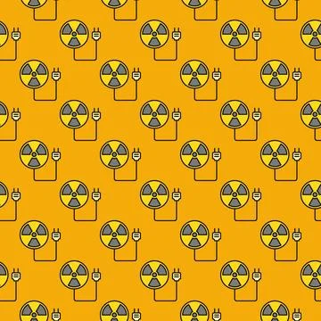 Plug from Radiation symbol vector Radiation Warning colored seamless pattern 스톡 일러스트