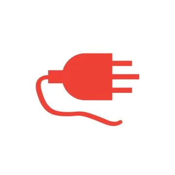 Plug Red Icon On White Background. Red Flat Style Vector Illustration. 스톡 일러스트