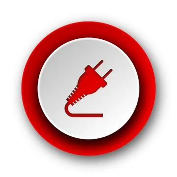 Plug red modern web icon on white background. Stock Illustration