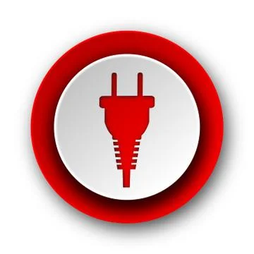 Plug red modern web icon on white background. Stock Illustration