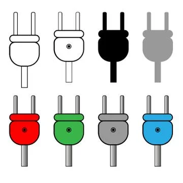 Plug set black grey white red green blue color Stock Illustration