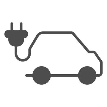 Plug in shape of electric vehicle solid icon, Electric car concept, EV transport 스톡 일러스트