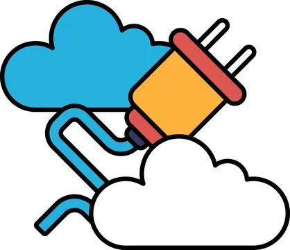 A plug is shown with a cloud in the background 스톡 일러스트