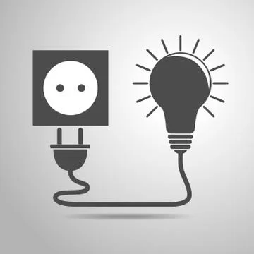 Plug, socket and light bulb - vector illustration Illustrazione stock