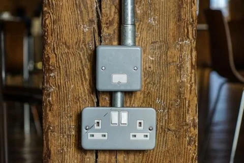Plug socket distributes power to all electric equipment help peoples to get Stock Photos
