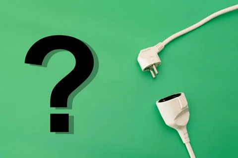 Plug socket on green background question Stock Illustration