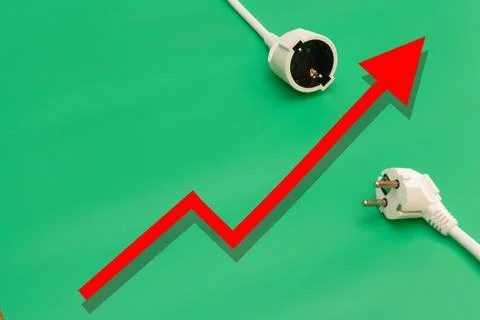 Plug socket on green background rising price Stock Illustration