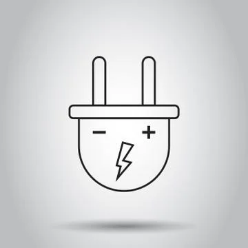 Plug socket icon in line style. Vector illustration on isolated background. B Illustrazione stock