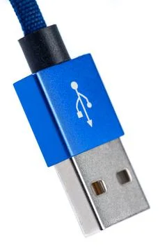 Plug Usb Cable Macro Isolated on White 스톡 사진