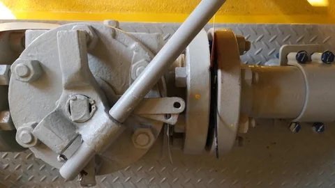 Plug valve in an oil processing plant Stock Footage 100875560