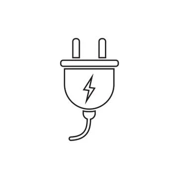 Plug vector icon in line style. Power wire cable flat illustration. イラスト素材