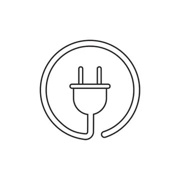 Plug vector icon in line style. Power wire cable flat illustration. Stock Illustration