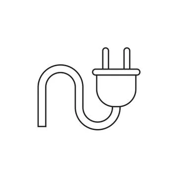 Plug vector icon in line style. Power wire cable flat illustration. Stock Illustration