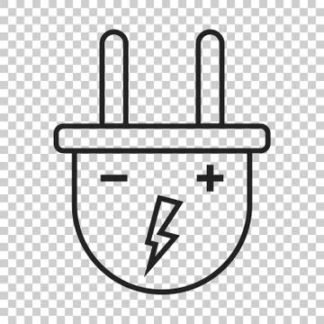 Plug vector icon in line style. Power wire cable flat illustration. 스톡 일러스트