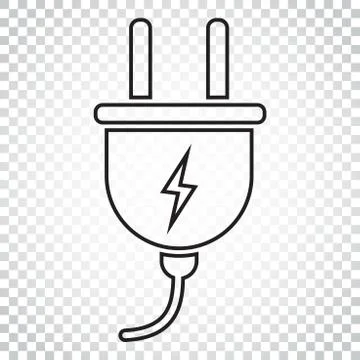 Plug vector icon in line style. Power wire cable flat illustration. Simple bu Stock Illustration