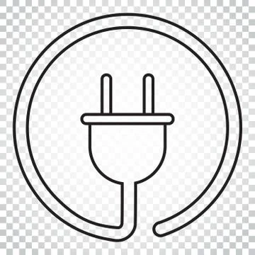 Plug vector icon in line style. Power wire cable flat illustration. Simple bu Stock Illustration