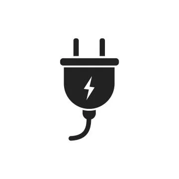 Plug vector icon. Power wire cable flat illustration. 스톡 일러스트