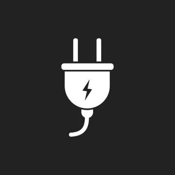 Plug vector icon. Power wire cable flat illustration. Illustrazione stock