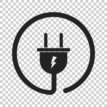 Plug vector icon. Power wire cable flat illustration. Stock Illustration