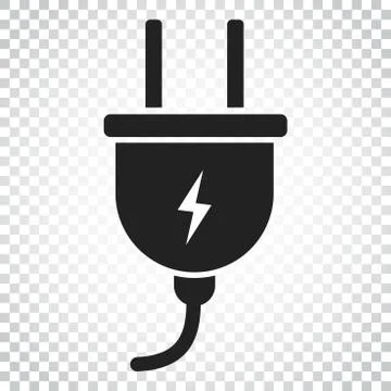 Plug vector icon. Power wire cable flat illustration. Simple business concept 스톡 일러스트