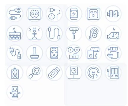 Plug Vector Icon Toolkit featuring 25 Editable Retina Ready Regular Line el.. Stockillustratie
