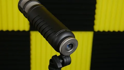 Plug In XLR Cable to Broadcast Microphone in Studio Video stock 96867788