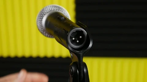 Plug In XLR Cable Into Dynamic Microphone Video stock 96860965