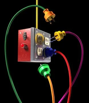 Plugged in on black 写真素材