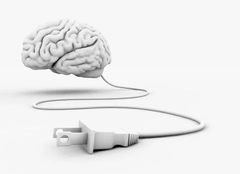 Plugged in brain Stock Illustration