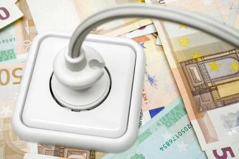 Plugged Cable on Money Background 스톡 사진