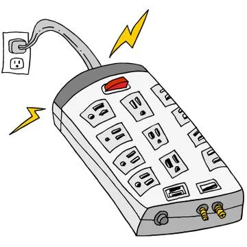 Plugged In Surge Protector Stock Illustration