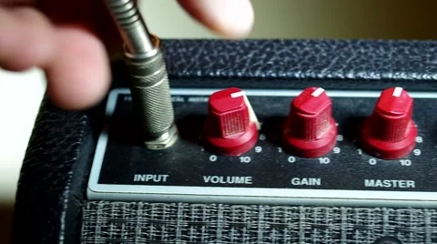 Plugging into an Amplifier Stock Footage 46832308