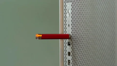Plugging And Unplugging A Usb Flash Drive In A Computer Stock Footage 81510065