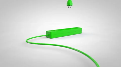 Plugging a electrical cord cable into socket. Green screen energy concept. Stock Footage 67307133
