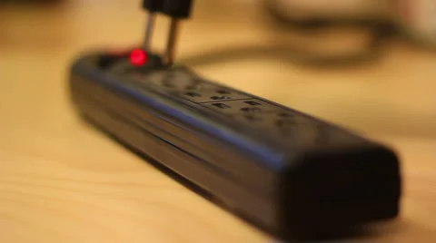 Plugging Electrical Cords into Power Strip Detail Stock Footage 1182358