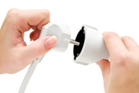 Plugging-in Isolated on a White Background Foto stock