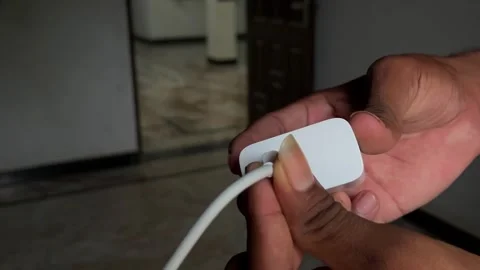 Plugging USB Cable into Charger Adapter Close Up 스톡 동영상 315206224