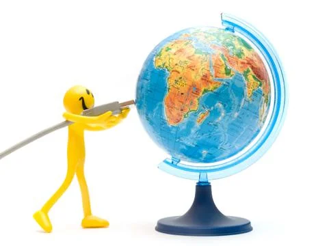 Plugging usb into earth. global communication. conceptual Stock Illustration