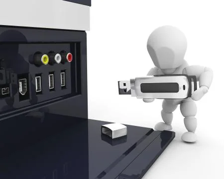 Plugging in USB pen Stock Illustration