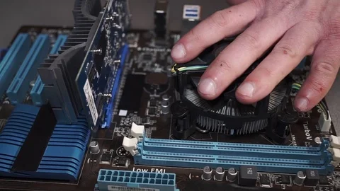 Plugging Video Card in to the Motherboard Stock Footage 72679708