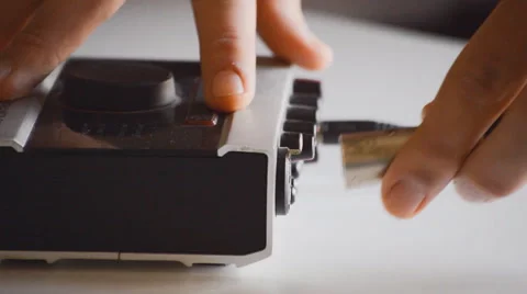 Plugging XLR Microphone Cable Video stock 48343530