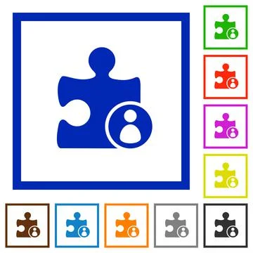 Plugin author flat framed icons Stock Illustration