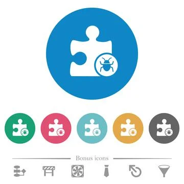 Plugin bug flat round icons Stock Illustration