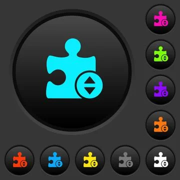 Plugin fine tune dark push buttons with color icons Stock Illustration